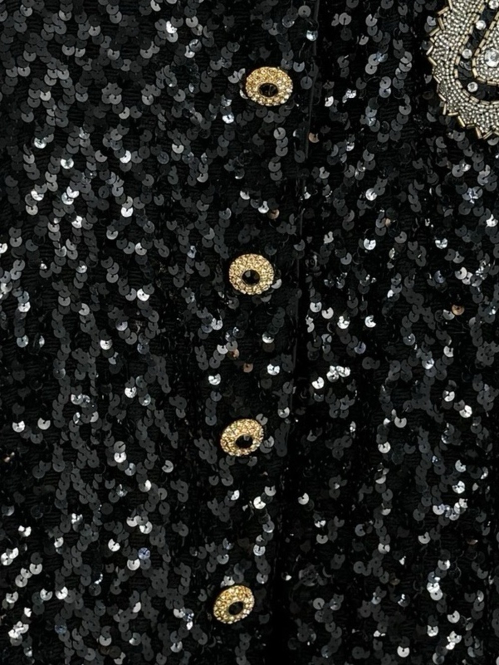Vintage Julie Duroché Sequin Jacket Black Beaded Paisley Evening Blazer Glam 80s - Picture 3 of 15